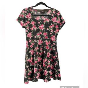Joe Boxer Floral Mini Dress in Black and Pink